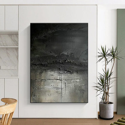 Black - Gray Textured Abstract Art for Industrial - Chic Loft & Modern Art Installation Space DLZ1745
