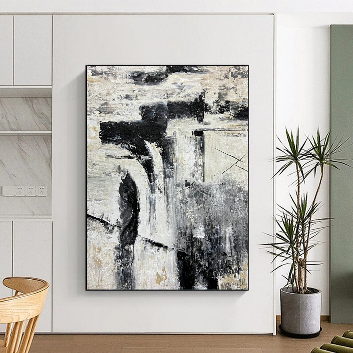 Monochrome Abstract Wall Art for Modern Office & Art Gallery DLZ2380
