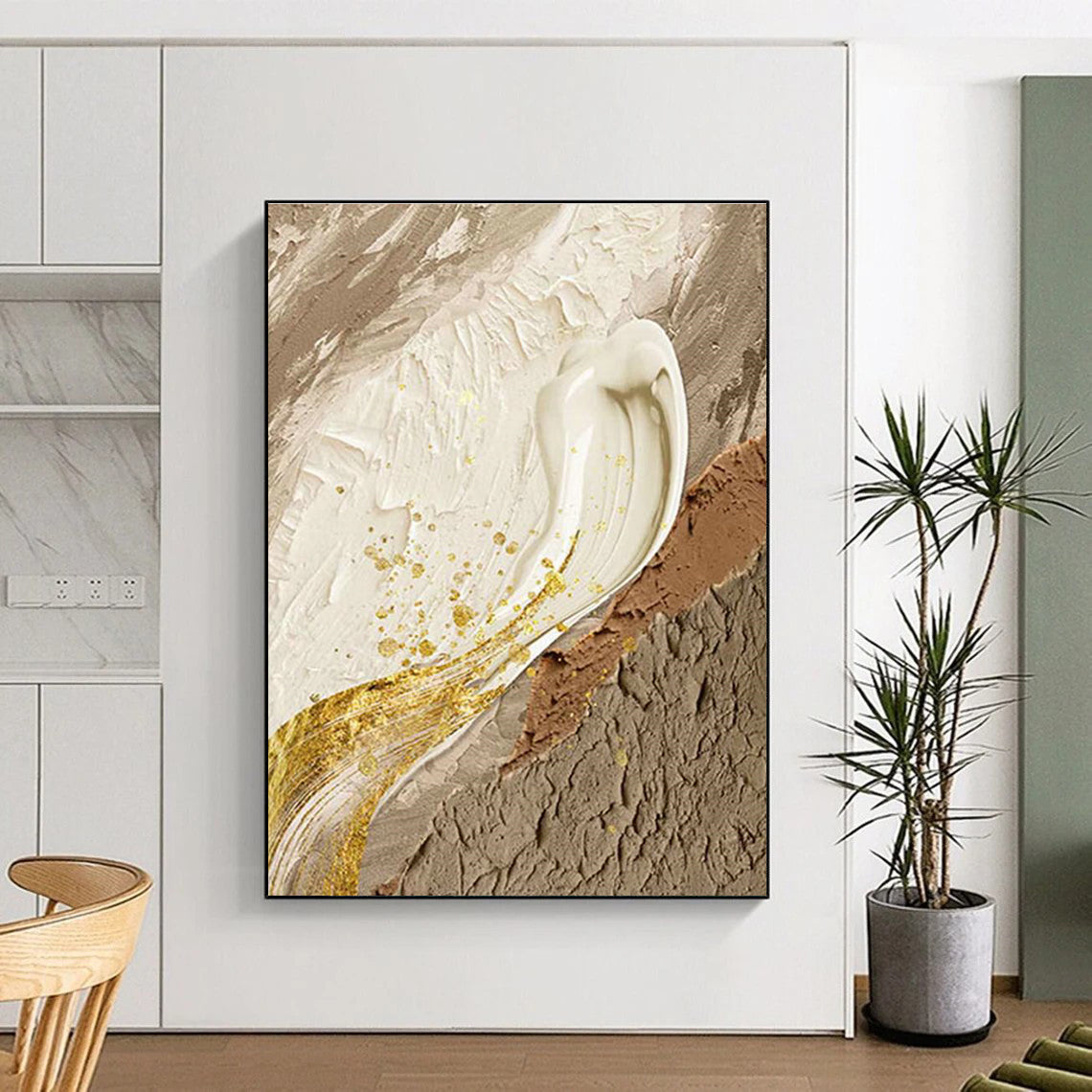 Gold - Accented Abstract Art for Luxury Penthouse & Glamorous Event Space DLZ2187