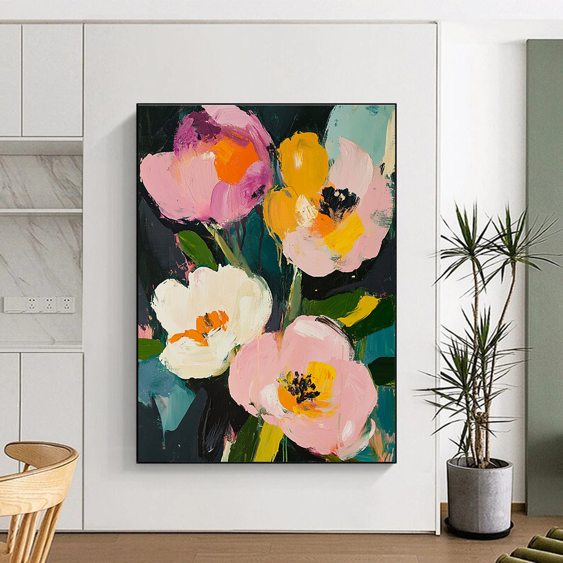 Vibrant Flower on Dark Art for Bar & Creative Studio STSC057