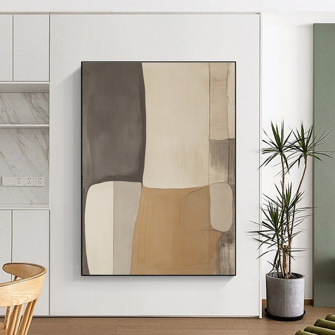 Neutral Block Abstract for Minimalist Dining Room & Calming Meditation Space STSC478