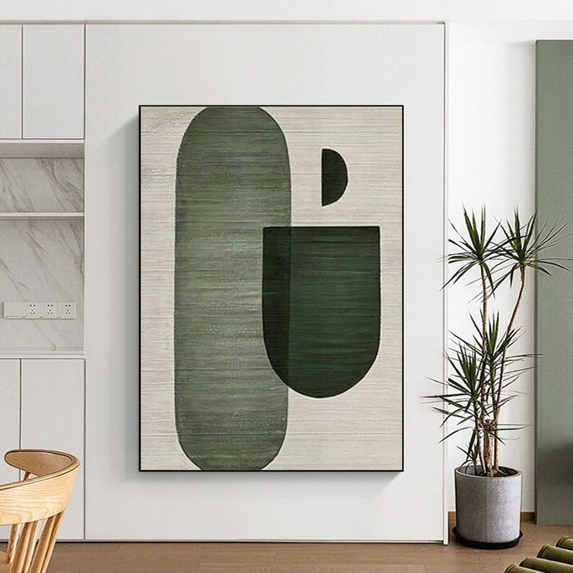 Green Geometric Shapes Art for Modern Office Lounge & Minimalist Home Study DLZ1520