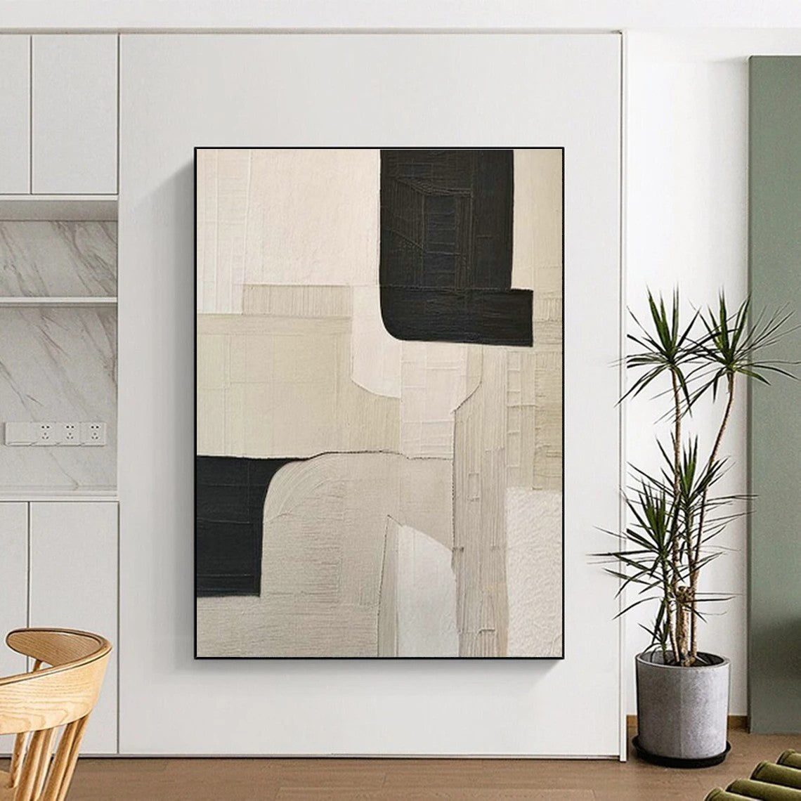 Black - White Geometric Abstract Art for Contemporary Home Entryways DLZ0241