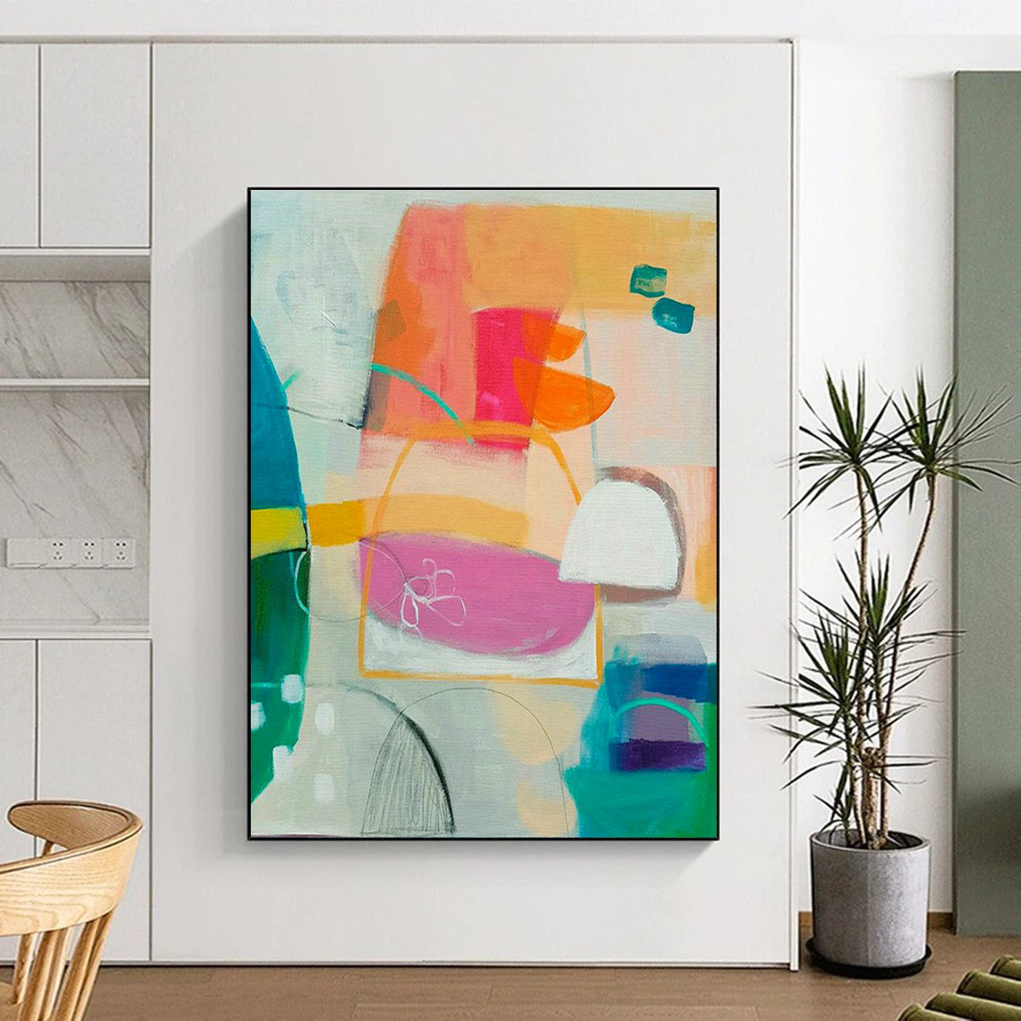 Pink - Orange Abstract Art for Fashion Boutique Fitting Areas DLZ0138