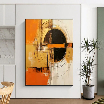 Orange - Black Geometric Abstract Art for Modern Home Entrance & Design - Focused Office DLZ1739