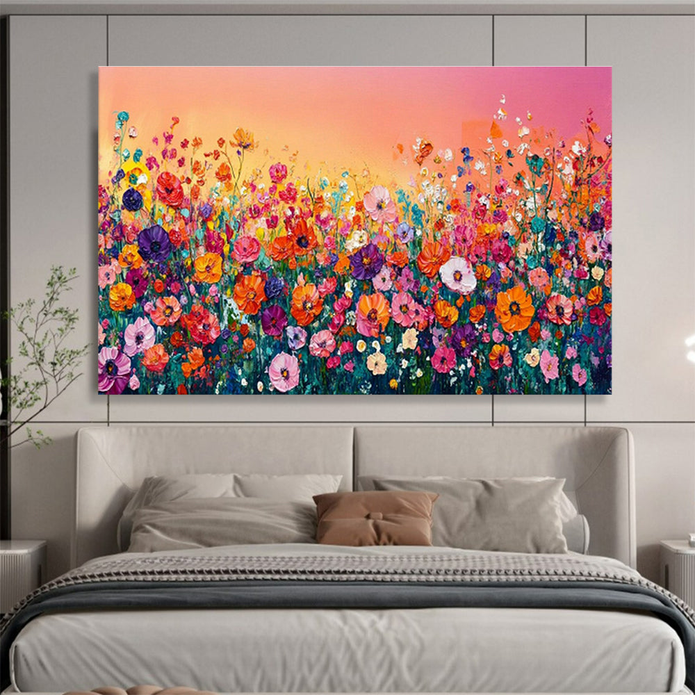 Vibrant Flower Field Art for Cheerful Sunroom Ambiance DLZ3064