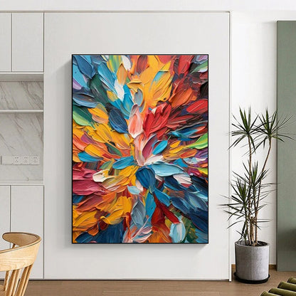 Colorful Floral Impasto Painting for Bedroom & Living Room DLZ0365