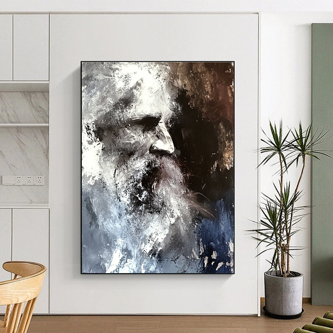 Monochrome Portrait with Texture for Thoughtful Study & Contemporary Art Gallery STSC229