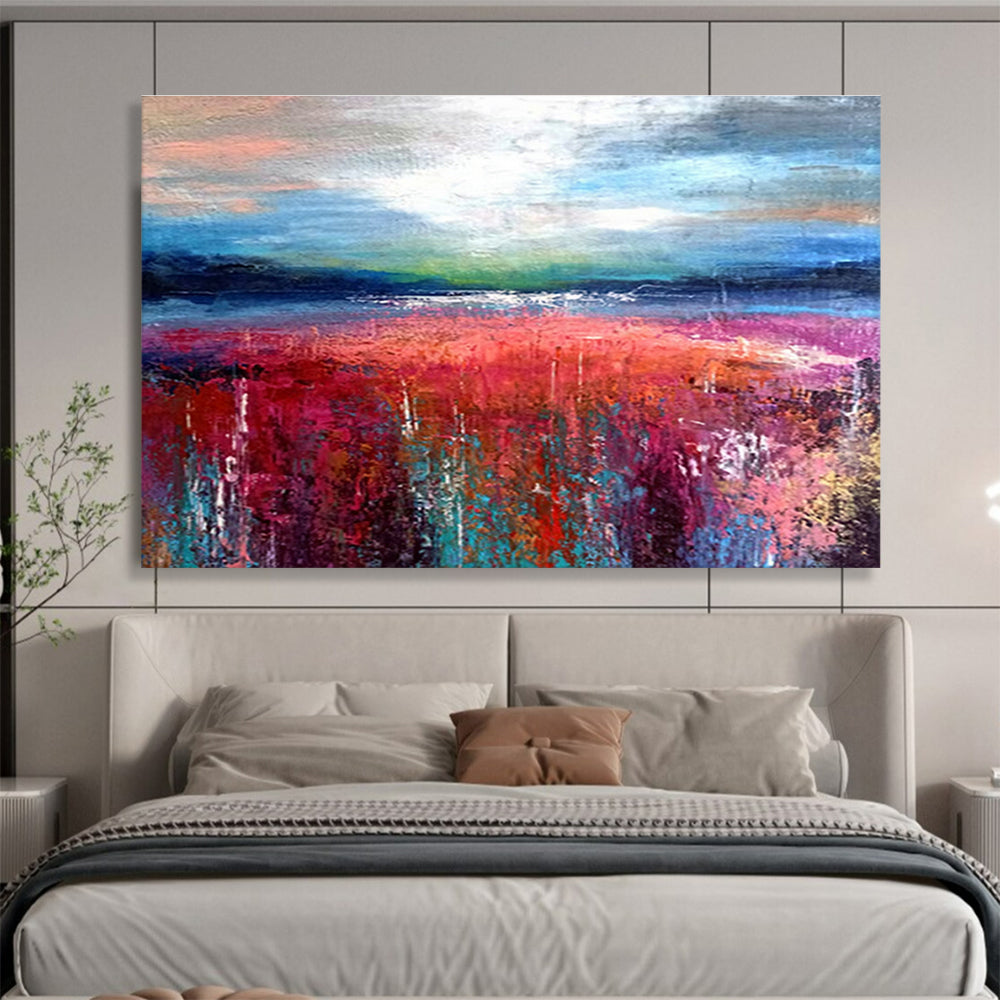 Vibrant Colorful Landscape Abstract Art to Brighten Up Your Dining Area DLZ2394
