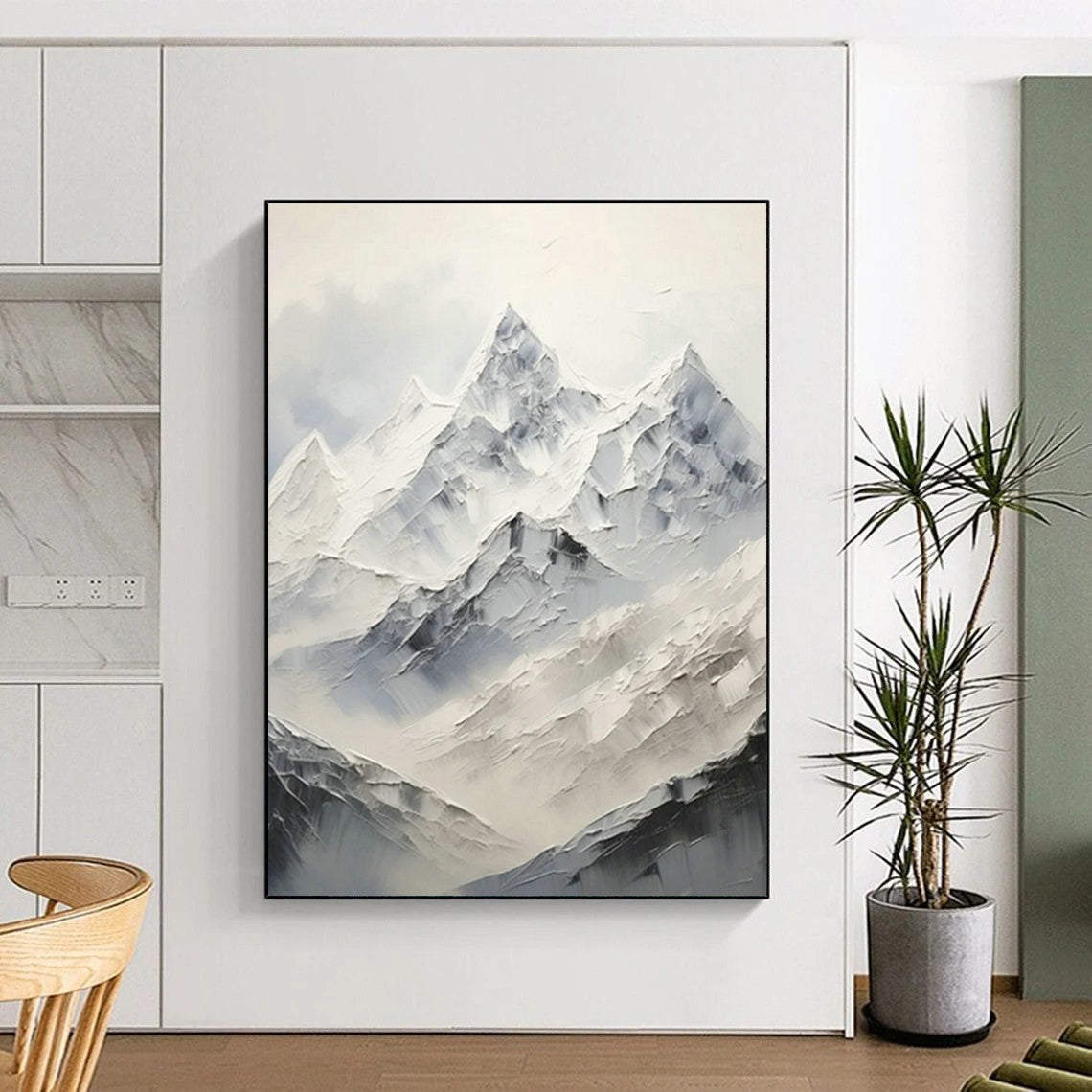 Snow - Mountain Abstract Art for Ski Lodge & Nature - Inspired Home DLZ1255