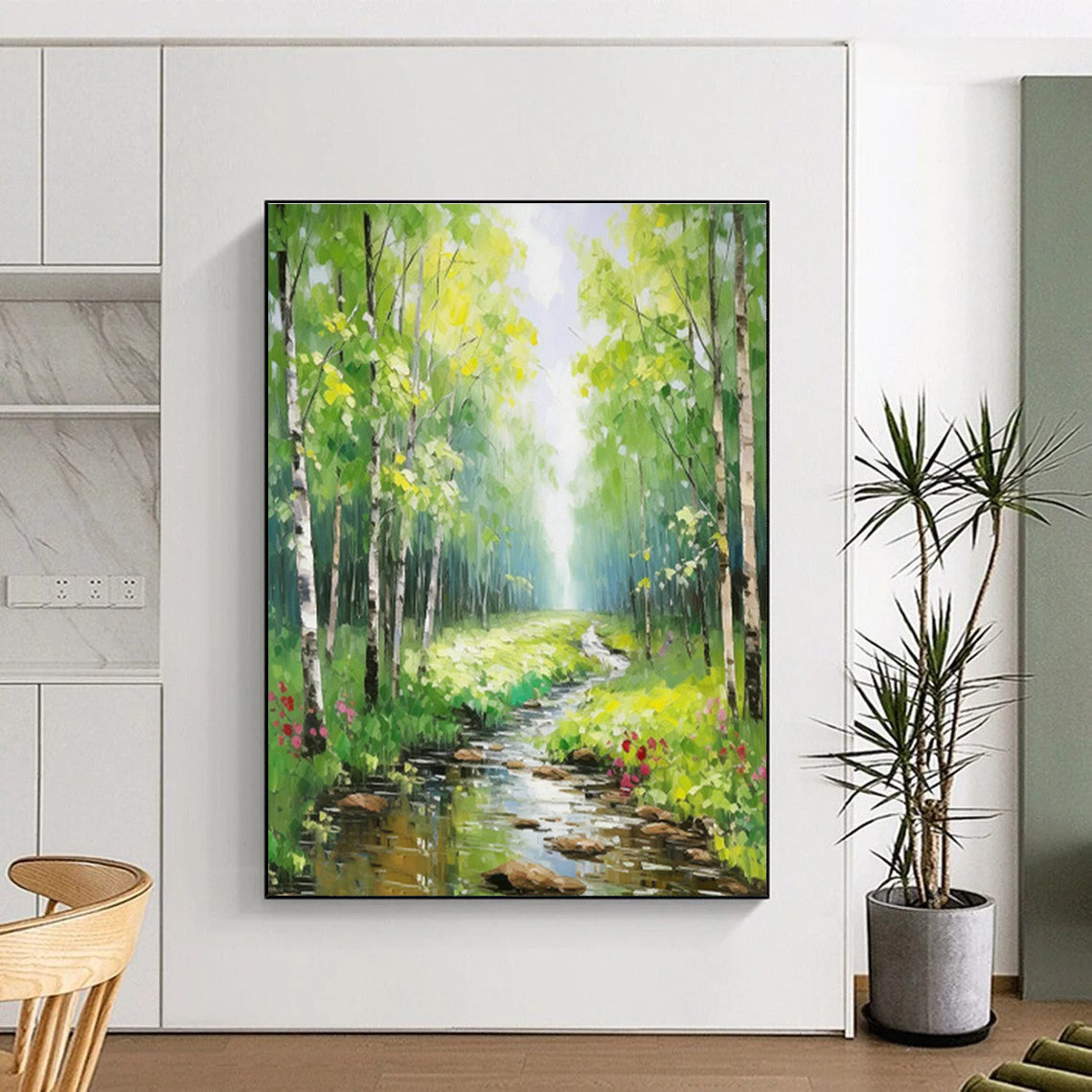 Forest Stream Landscape Art for Cottage Living Room & Eco - Friendly Café DLZ1273