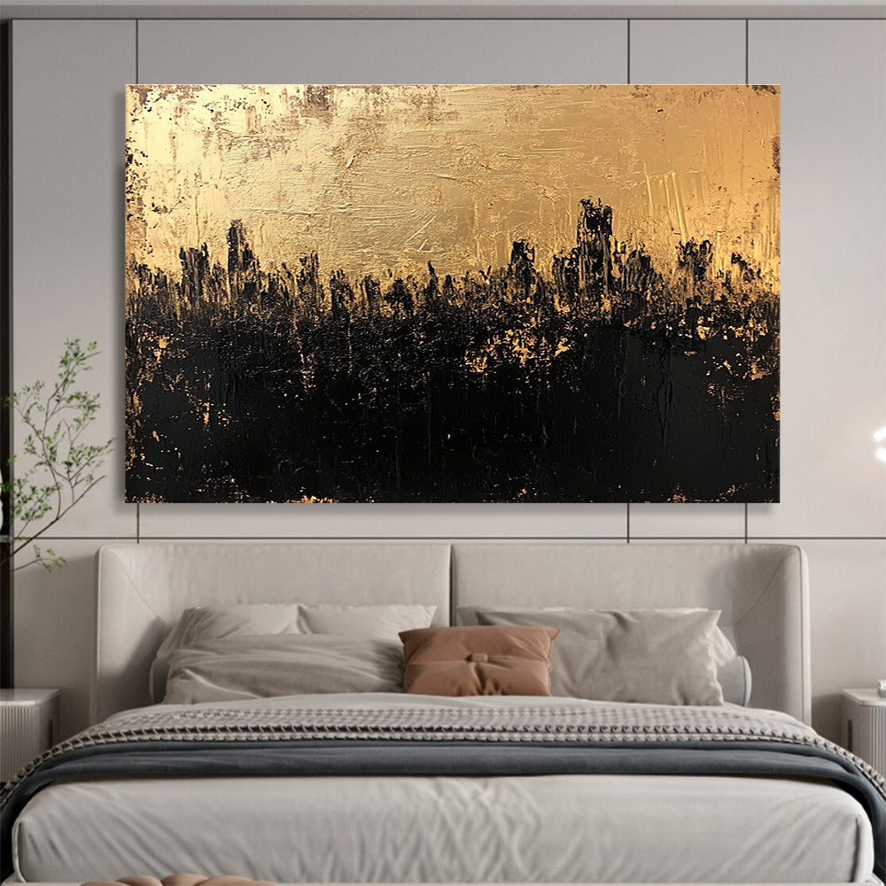 Golden City Silhouette Art for Urban Loft & Art - loving Office SC143