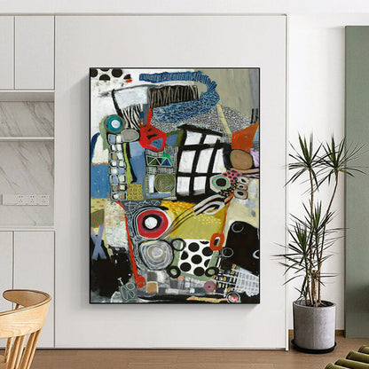 Colorful Collage Abstract Art for Creative Coworking Space & Eclectic Living Room DLZ1999