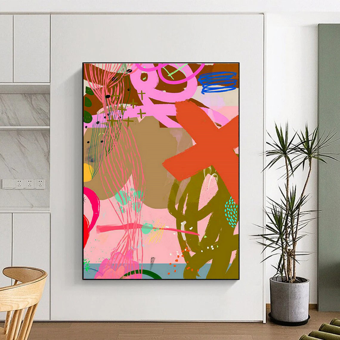 Pink - Purple Abstract Art for Trendy Beauty Salon Waiting Areas DLZ0154
