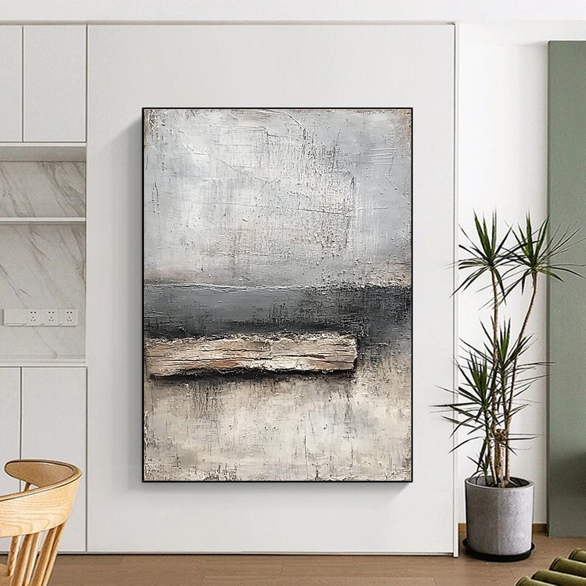 Gray - Brown Textured Abstract Art for Industrial - Themed Home & Artistic Workshop STSC138