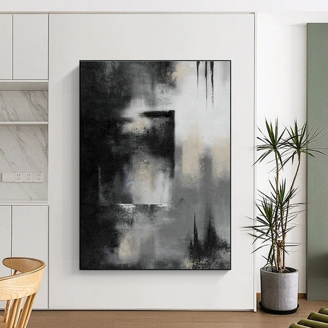 Black - White Abstract Art for Industrial Office Reception Areas DLZ0076
