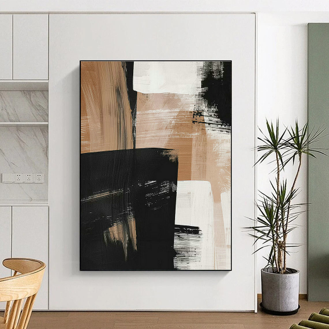 Brown - Black Abstract Painting for Industrial - Style Loft & Corporate Boardroom DLZ0659