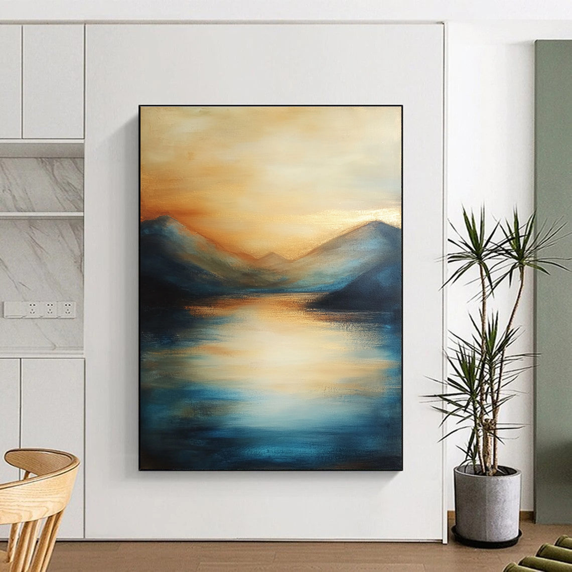 Sunset Mountain Reflection Art for Lakeside Home & Hotel Dining Area STSC092