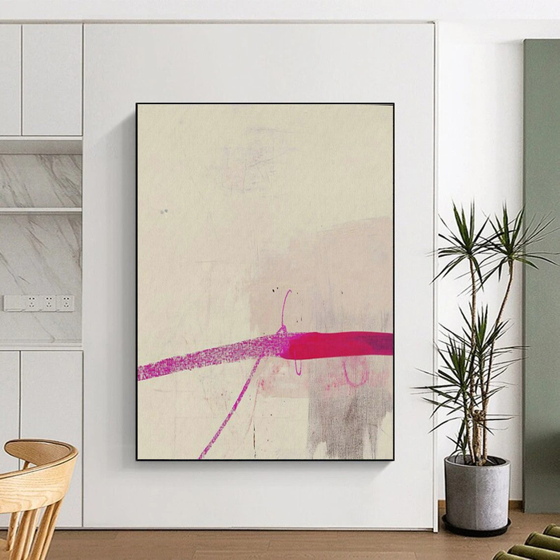 Pink - Purple Line Abstract Art for Bohemian Café & Creative Writing Studio DLZ1942