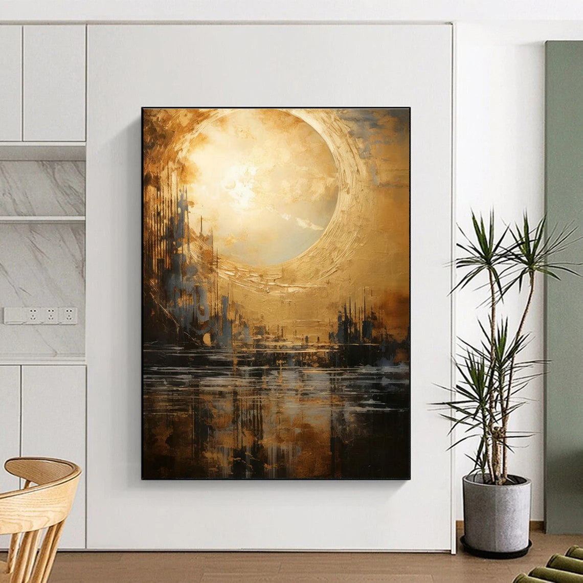 Golden Cityscape Art for Rooftop Bar & Luxury Penthouse DLZ2326