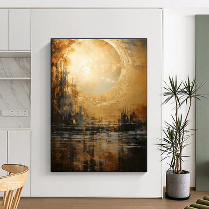 Golden Cityscape Art for Rooftop Bar & Luxury Penthouse DLZ2326
