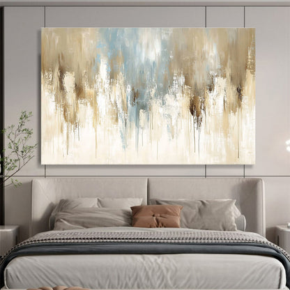 Beige - Blue Abstract Drip Art for Modern Living Room & Art - Inspired Office SC009