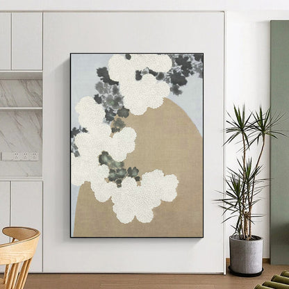 Oriental - Style White Chrysanthemum Art for Japanese Tea House & Minimalist Home Corridor DLZ1630