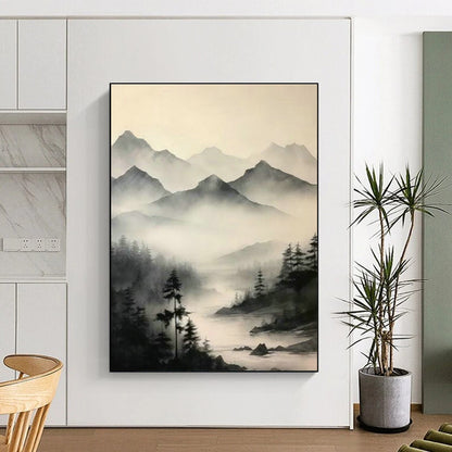 Ink - Wash Landscape Art for Living Room & Study DLZ0385