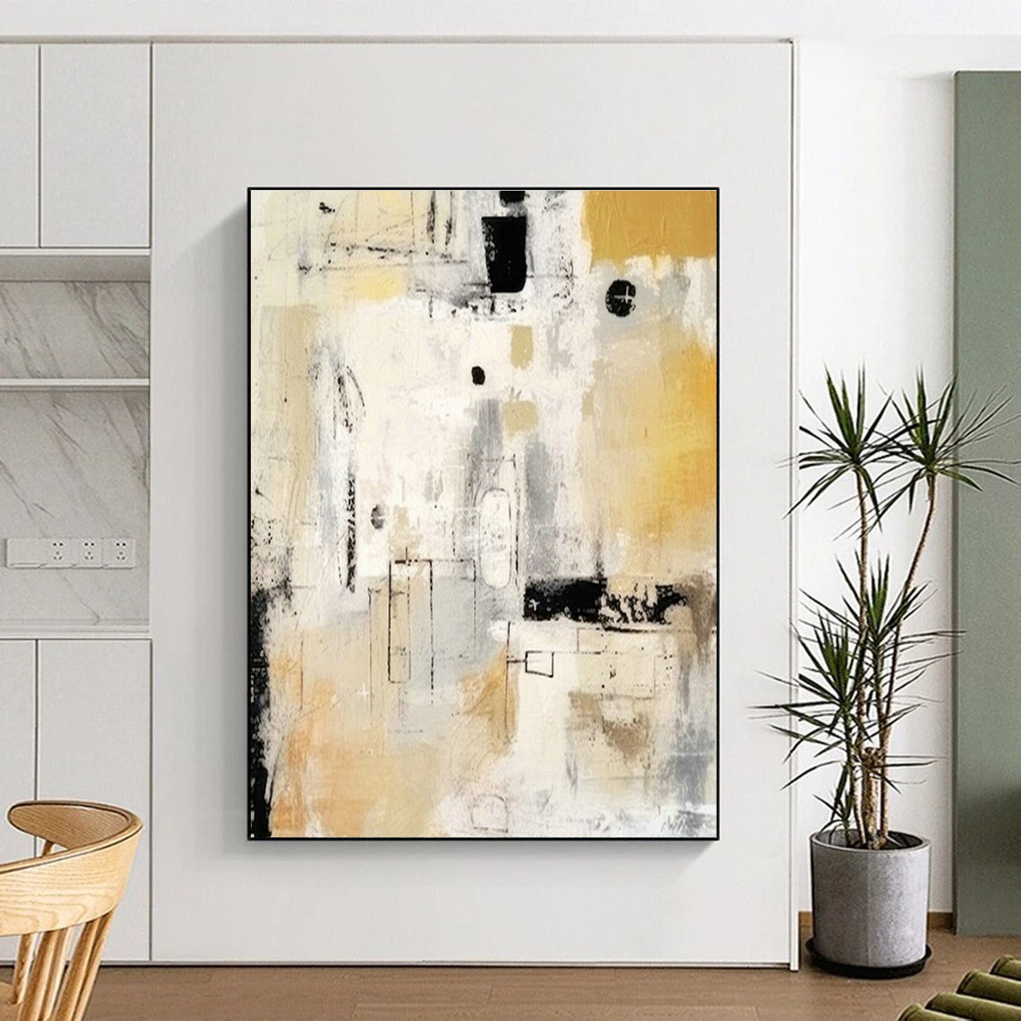 Yellow - Gray Abstract Art for Contemporary Café & Art - Lovers’ Studio DLZ1932