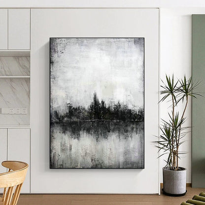 Monochrome Landscape Art for Rustic Home Library & Nature - Themed Café DLZ2054