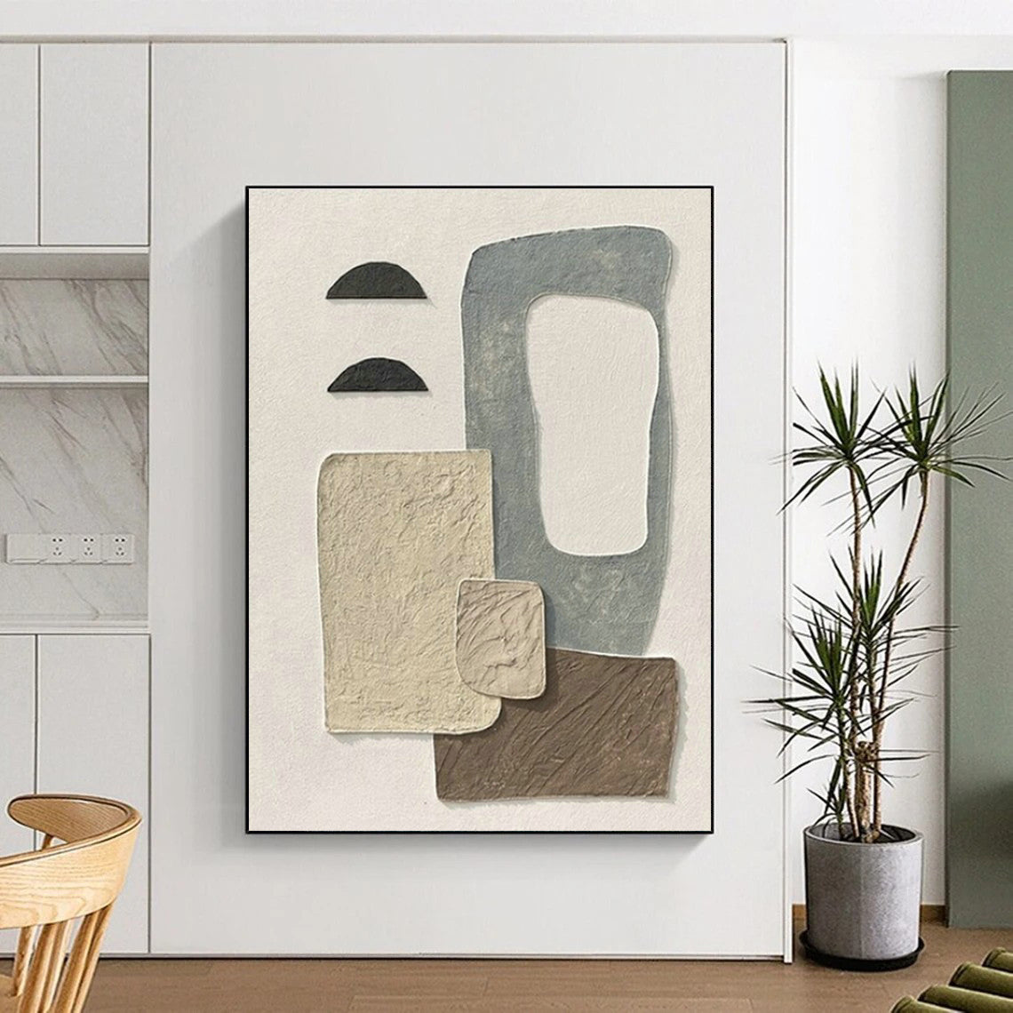 Neutral Collage Art for Minimalist Art Studio & Bohemian - Chic Home Office DLZ1524