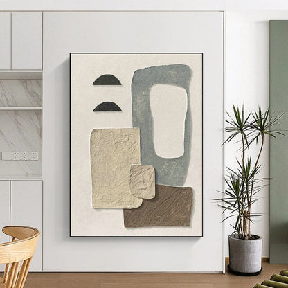 Neutral Collage Art for Minimalist Art Studio & Bohemian - Chic Home Office DLZ1524