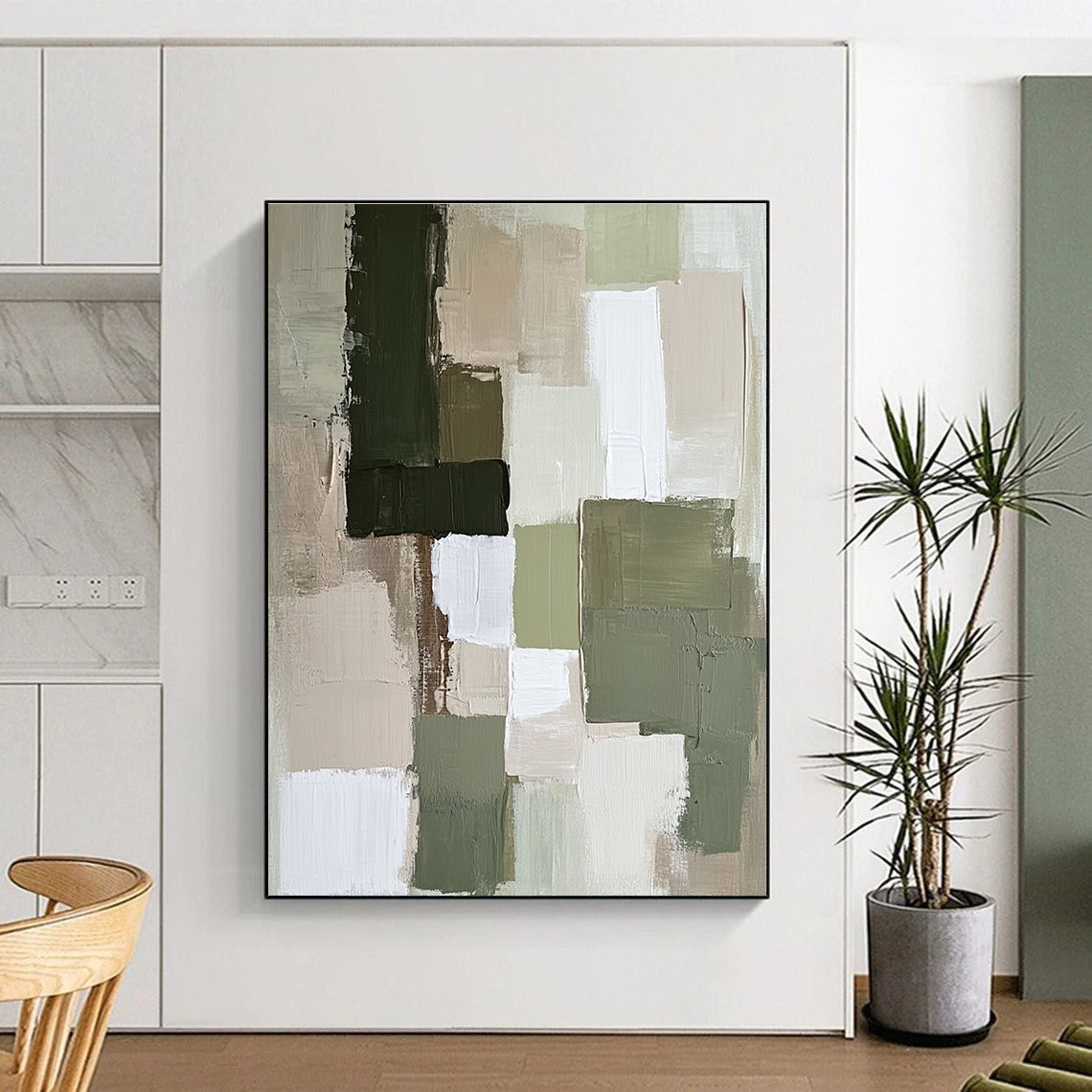Earthy Green and Beige Blocks for Rustic Cottage Living Room & Nature - Lover’s Study STSC767
