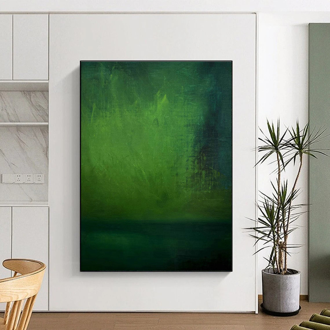 Deep Green Gradient Abstract Art for Home Library & Yoga Studio DLZ1195
