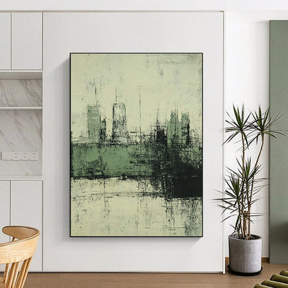 Grey and Green Cityscape for Industrial - Chic Loft & Thought - Provoking Art Studio STSC339