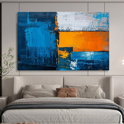 Blue - Orange Geometric Abstract Art for Industrial Loft Living Rooms DLZ2657