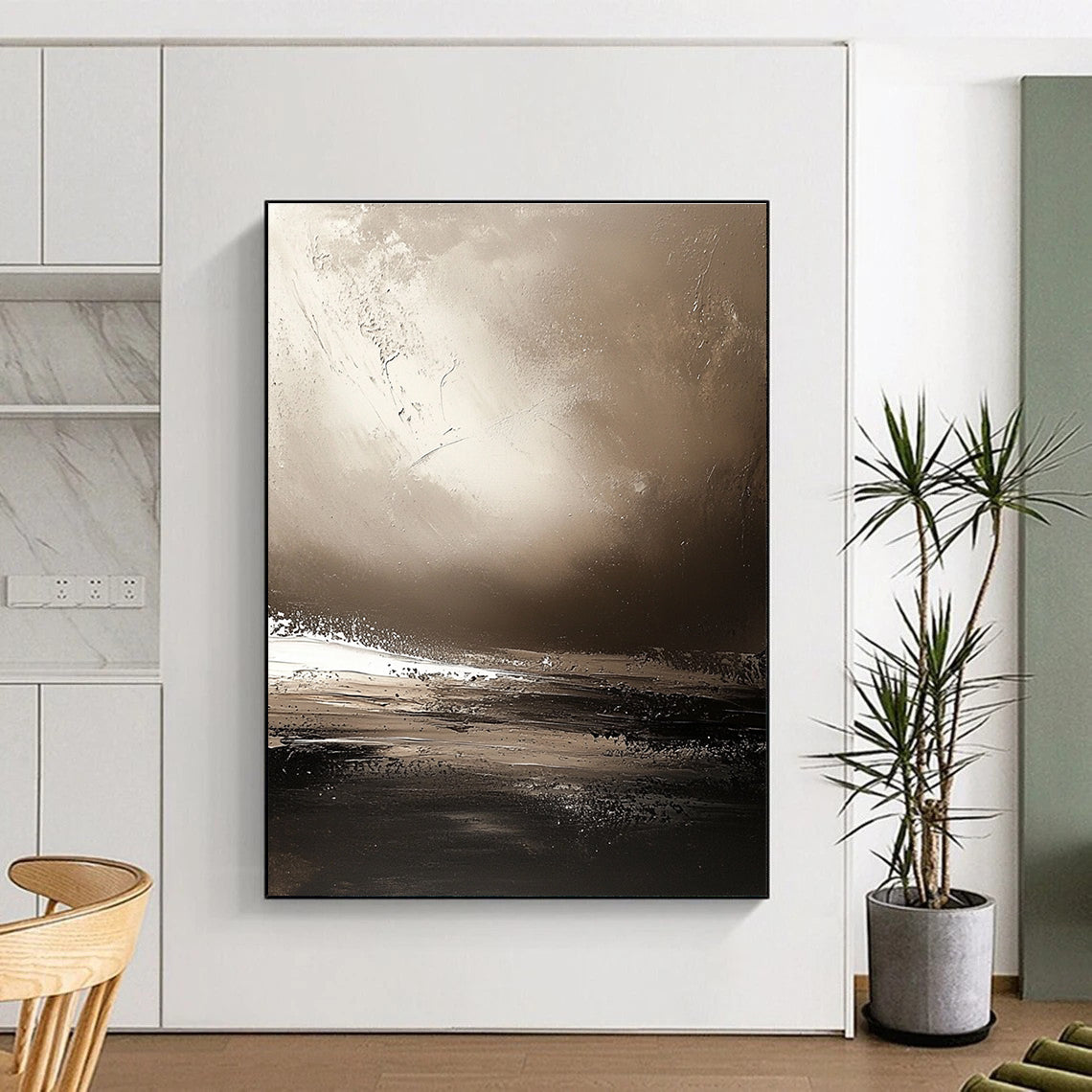 Monochromatic Seaside Abstract for Minimalist Beach House & Serene Spa STSC646