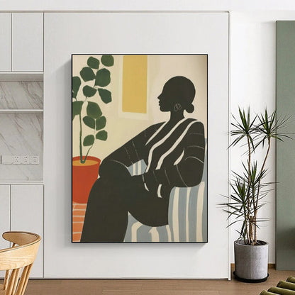 Silhouette with Plant Art for Mid - Century Modern Home & Wellness Space DLZ0697