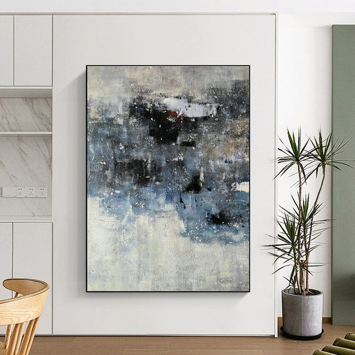 Blue - Grey Abstract Art for Living Room & Bedroom DLZ0549