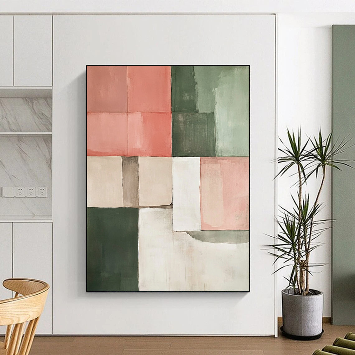 Pink and Green Geometric for Trendy Caf茅 & Modern Home Decor STSC243