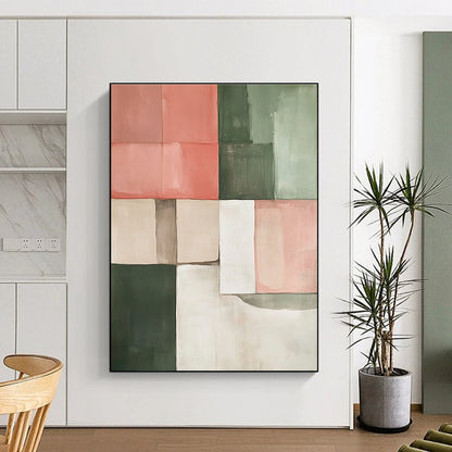 Pink and Green Geometric for Trendy Caf茅 & Modern Home Decor STSC243