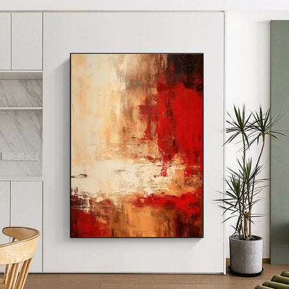 Red - Brown Abstract Art for Steakhouse Dining Room & Rustic Home Library DLZ1655