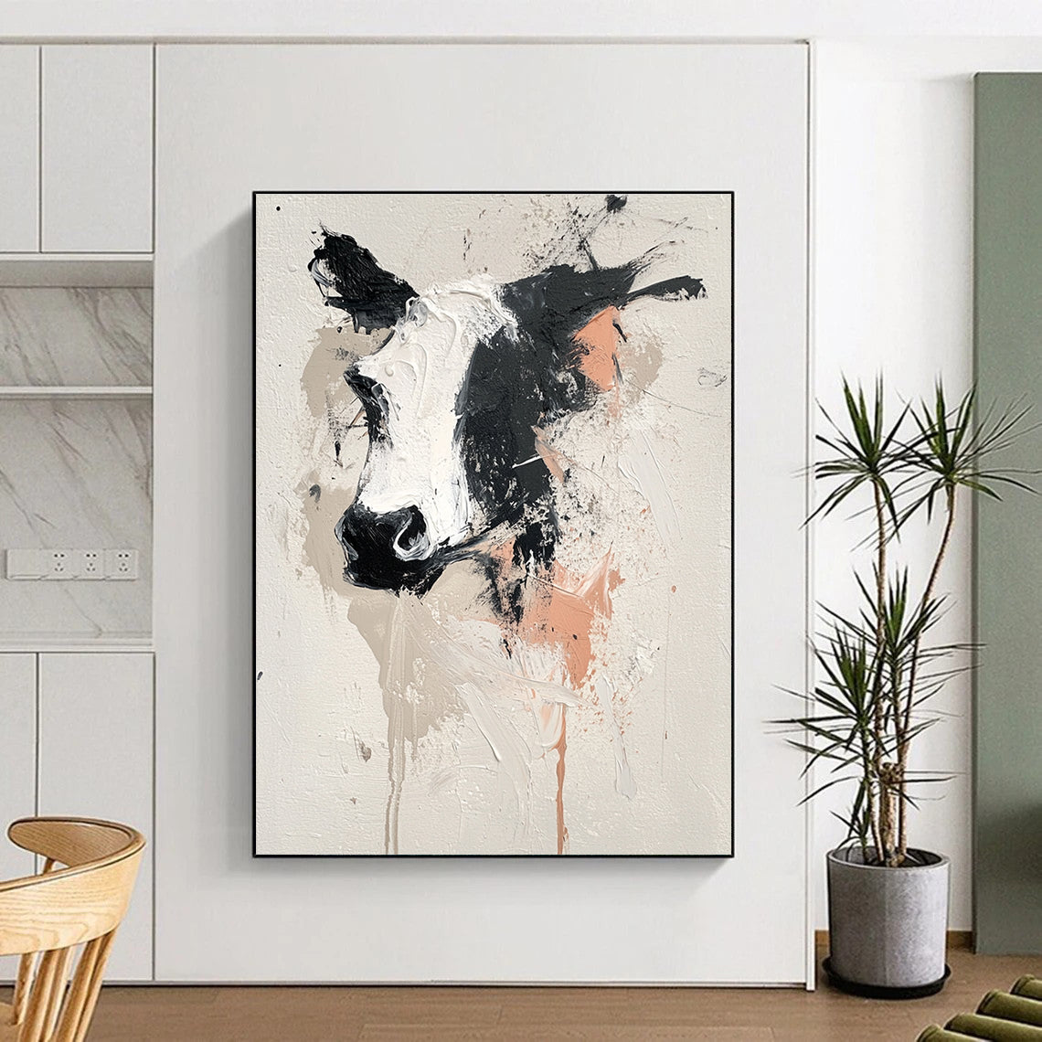 Abstract Cow Head Art for Farmhouse Kitchen & Rustic Lounge STSC048