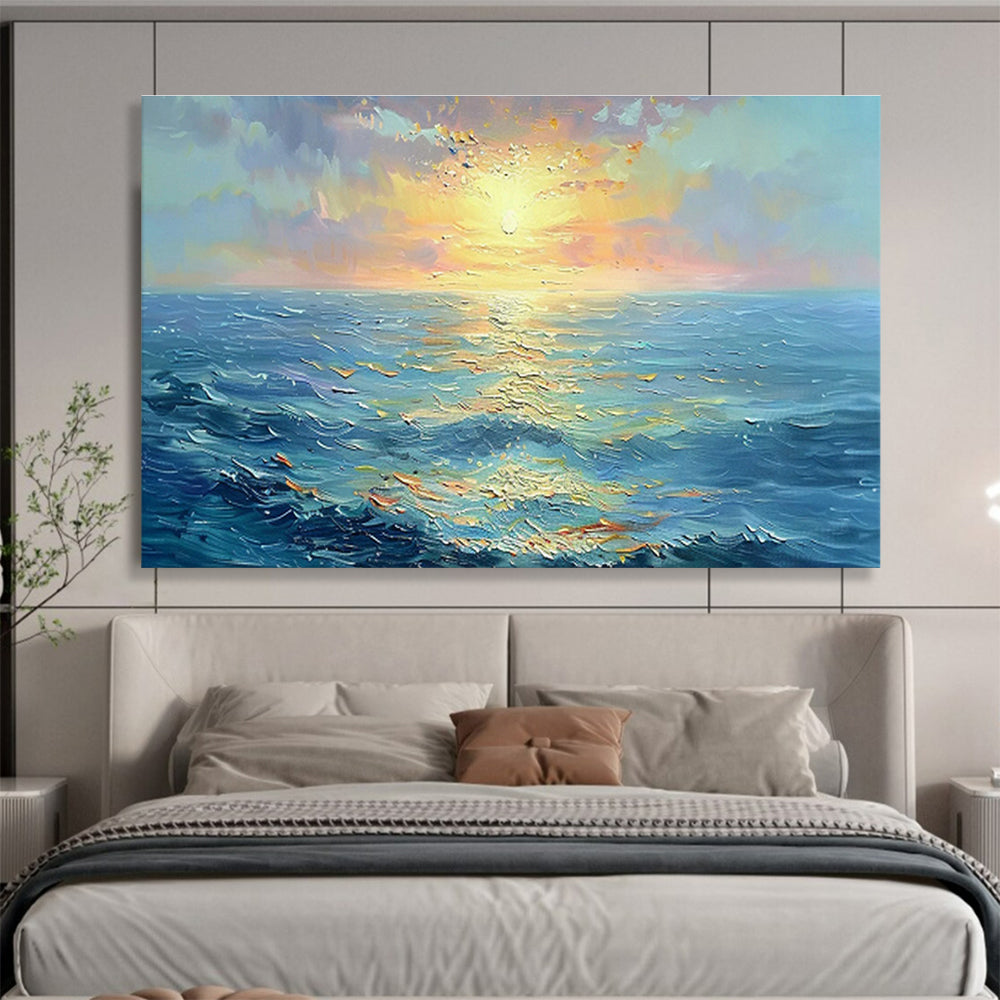 Sea Sunrise Oil Painting for Beach Resort Hotel Lobby Areas DLZ3144
