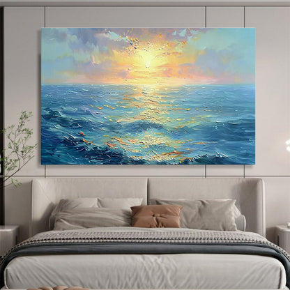 Sea Sunrise Oil Painting for Beach Resort Hotel Lobby Areas DLZ3144