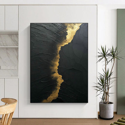 Black - Gold Textured Art for Luxury Hotel Lobby Accents DLZ0261