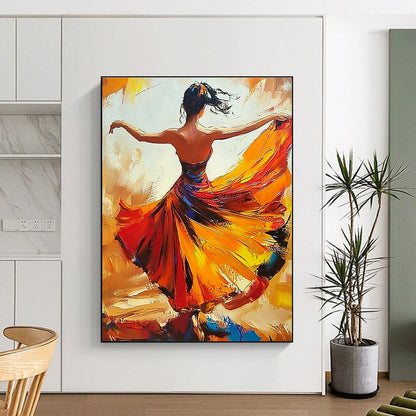 Dancing Woman in Colorful Dress for Dance Studio Performance Area & Vibrant Home Living Room STSC174