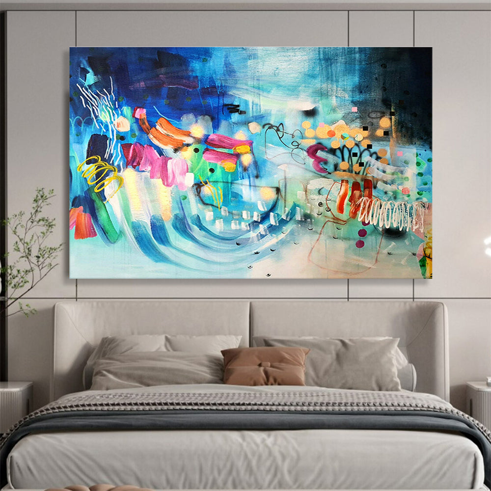 Blue - Tone Colorful Abstract Art for Coastal - Themed Restaurants DLZ2448