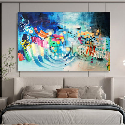Blue - Tone Colorful Abstract Art for Coastal - Themed Restaurants DLZ2448