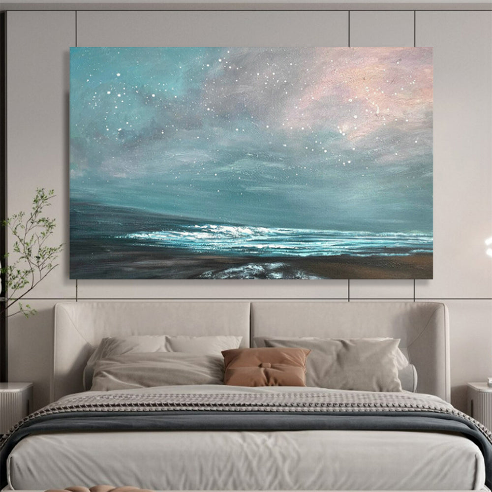 Starry Sky and Sea Oil Painting for Dreamy Reading Nooks DLZ2490